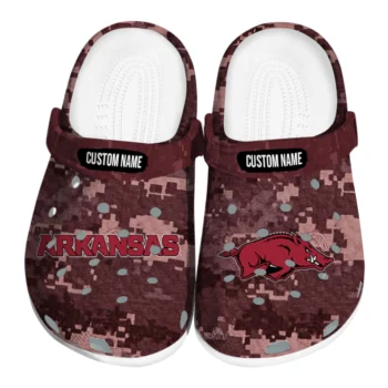 Arkansas Razorbacks Clogs - Personalized Digital Camo Red