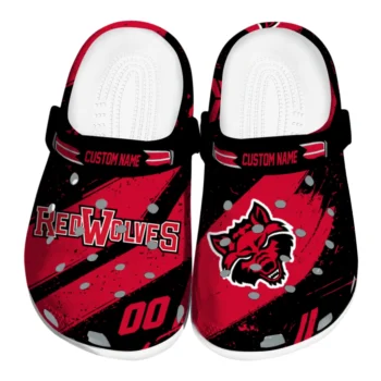 Arkansas State Red Wolves Clogs - Personalized Checkered Streaks Scarlet Black