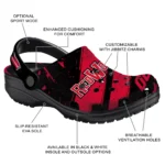 Arkansas State Red Wolves Clogs – Personalized Checkered Streaks Scarlet Black 1