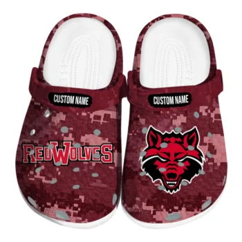 Arkansas State Red Wolves Clogs - Custom Digital Camo Scarlet