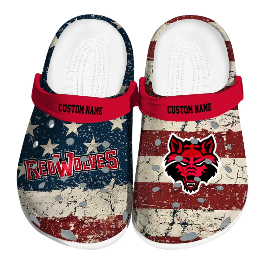 arkansas-state-red-wolves-clog-custom-distressed-stripes-scarlet-red-blue-best-selling.webp arkansas state red wolves clog custom distressed stripes scarlet red blue best selling