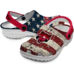 arkansas-state-red-wolves-clog-custom-distressed-stripes-scarlet-red-blue-best-selling.webp