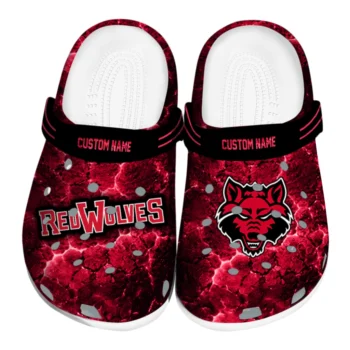 Arkansas State Red Wolves Clogs - Customized Cracked Energy Scarlet Black
