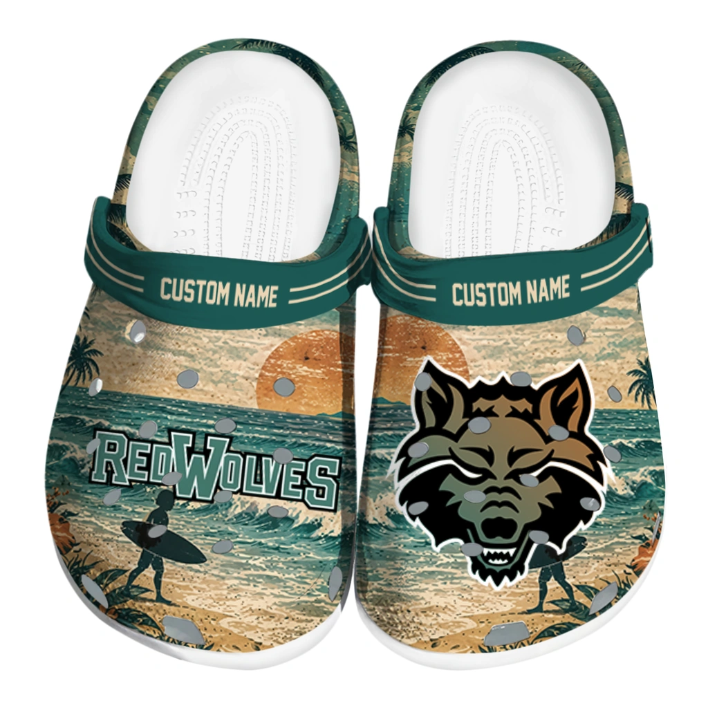 arkansas-state-red-wolves-clog-customized-wave-scene-fir-green-best-selling.webp arkansas state red wolves clog customized wave scene fir green best selling