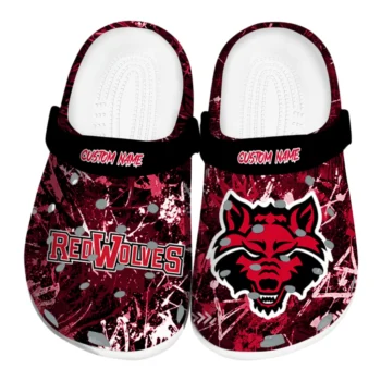 Arkansas State Red Wolves Clogs - Personalized Graffiti Burst Scarlet Black
