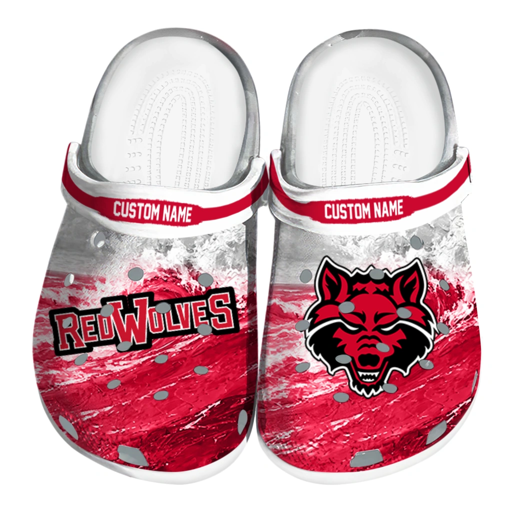 arkansas-state-red-wolves-clog-personalized-wave-swirl-scarlet-white-best-selling.webp arkansas state red wolves clog personalized wave swirl scarlet white best selling