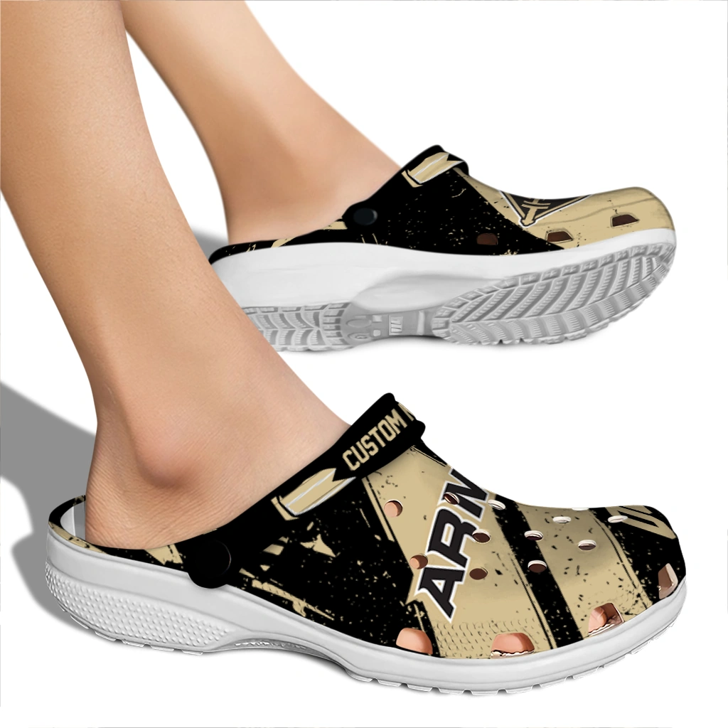 Army Black Knights Clogs - Custom Circuit Geometry Gold Black 2