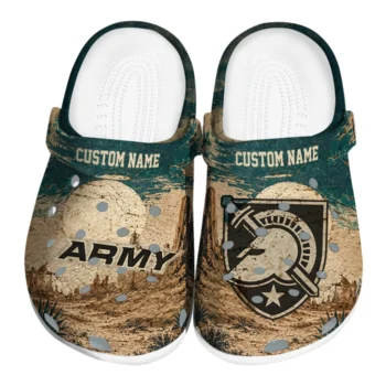 Army Black Knights Clogs - Custom Cracked Landscape Fir Green Beige