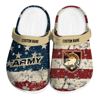Army Black Knights Clogs - Custom Distressed Stripes Gold Red Blue