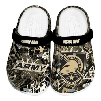 Army Black Knights Clogs - Personalized Graffiti Burst Gold Black