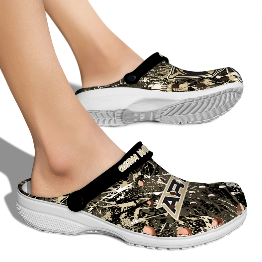 army-black-knights-clog-personalized-graffiti-burst-gold-black-fashion-forward.webp