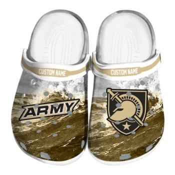 Army Black Knights Clogs - Personalized Wave Swirl Gold White