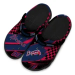 Atlanta Braves Clogs – Personalized Checkered Streaks Navy Black 1