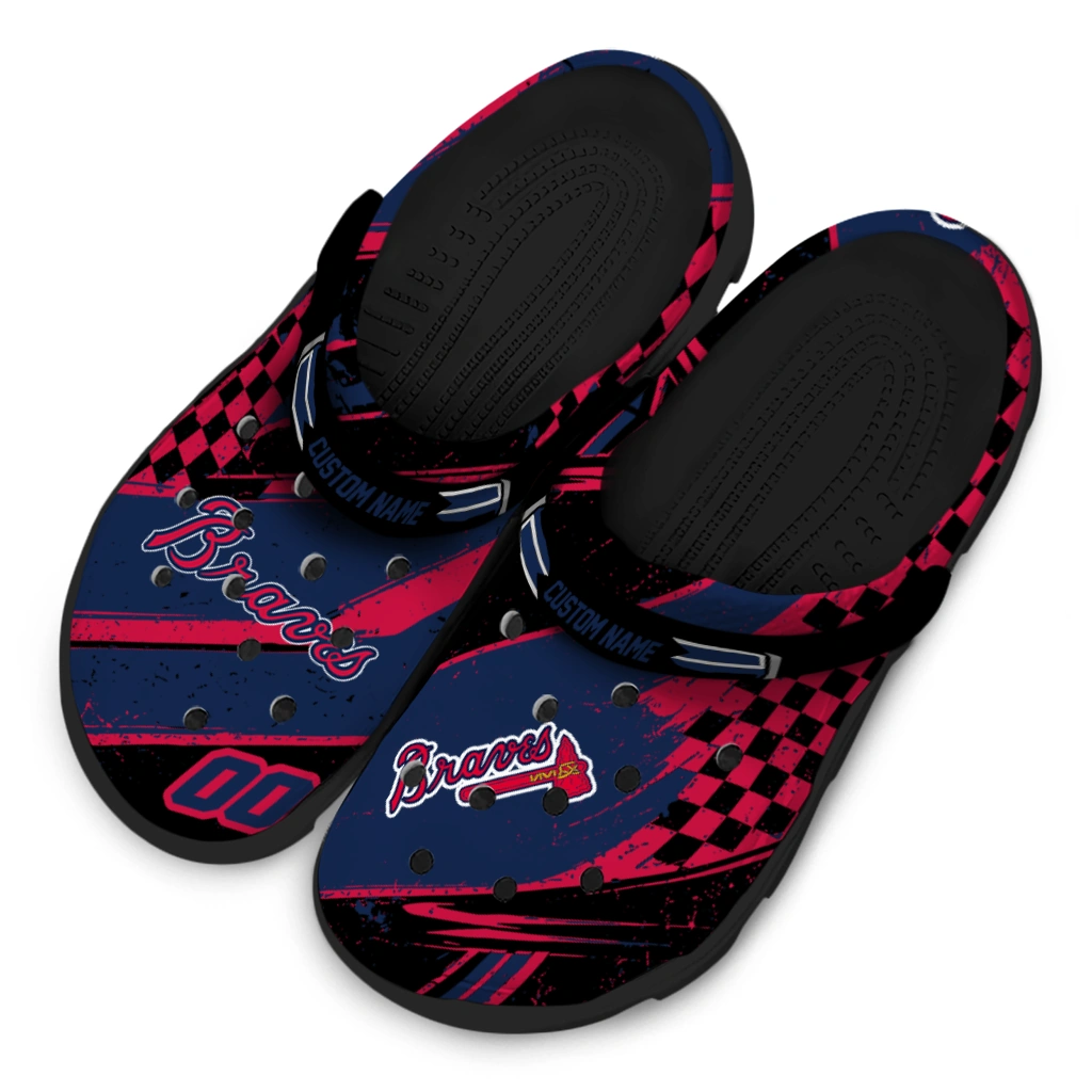 Atlanta Braves Clogs - Custom Circuit Geometry Navy Black 4