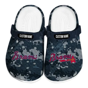 Atlanta Braves Clogs - Custom Digital Camo Navy