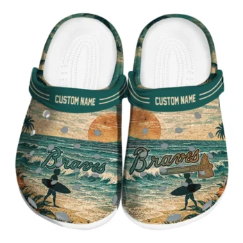 Atlanta Braves Clogs - Customized Wave Scene Fir Green