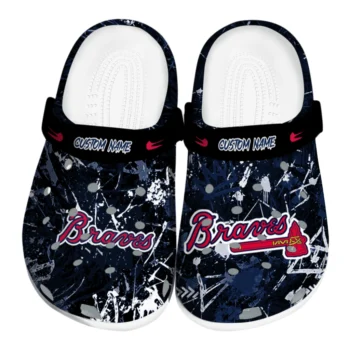 Atlanta Braves Clogs - Personalized Graffiti Burst Navy Black