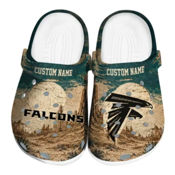 Atlanta Falcons Clogs - Custom Cracked Landscape Fir Green Beige
