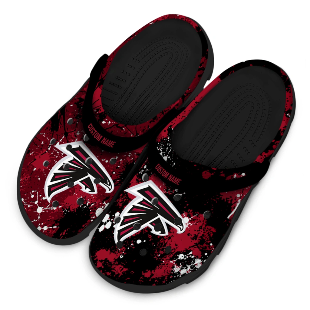 atlanta-falcons-clog-customized-splatter-splash-red-black-latest-model.webp