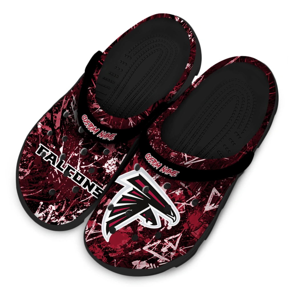 atlanta-falcons-clog-personalized-graffiti-burst-red-black-latest-model.webp