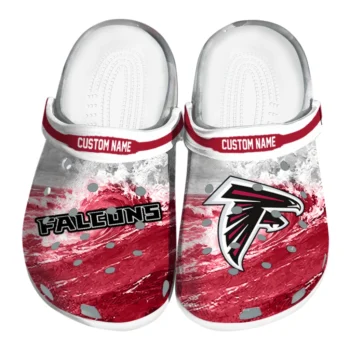 Atlanta Falcons Clogs - Personalized Wave Swirl Red White