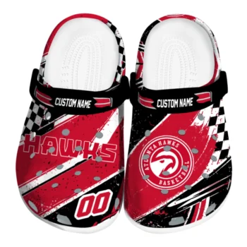 Atlanta Hawks Clogs - Custom Checkered Streaks Red Black