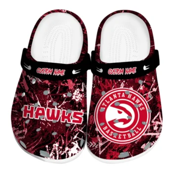 Atlanta Hawks Clogs - Custom Graffiti Burst Red Black
