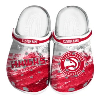 Atlanta Hawks Clogs - Custom Wave Swirl Red White