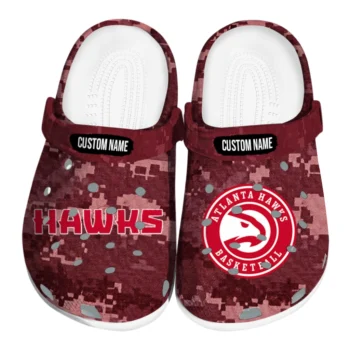 Atlanta Hawks Clogs - Customized Digital Camo Red