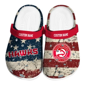 Atlanta Hawks Clogs - Customized Distressed Stripes Red Blue