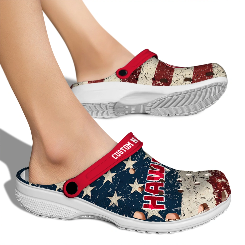 atlanta-hawks-clog-customized-distressed-stripes-red-blue-fashion-forward.webp