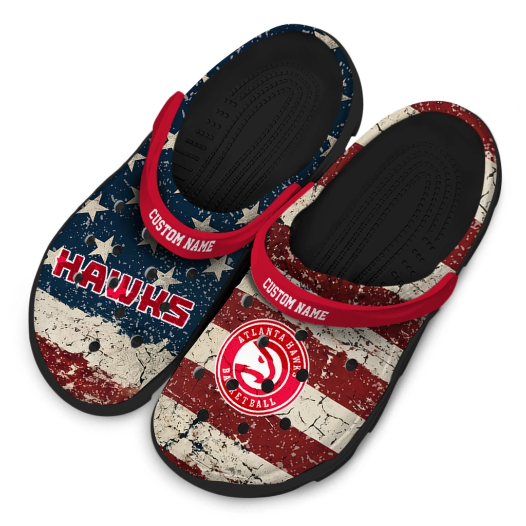 atlanta-hawks-clog-customized-distressed-stripes-red-blue-latest-model.webp