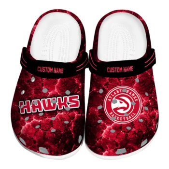Atlanta Hawks Clogs - Personalized Cracked Energy Red Black