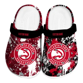 Atlanta Hawks Clogs - Personalized Splatter Splash Red Black
