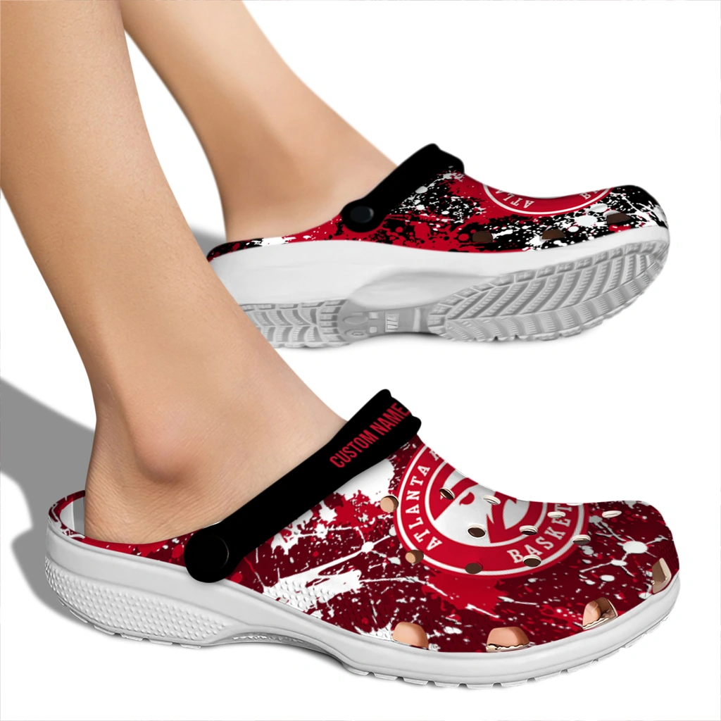 atlanta-hawks-clog-personalized-splatter-splash-red-black-fashion-forward.webp