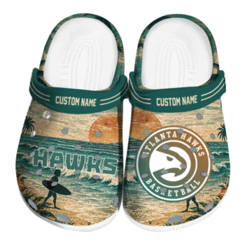Atlanta Hawks Clogs - Personalized Wave Scene Fir Green