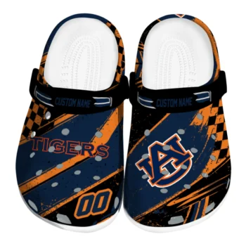 Auburn Tigers Clogs - Custom Circuit Geometry Navy Blue Black