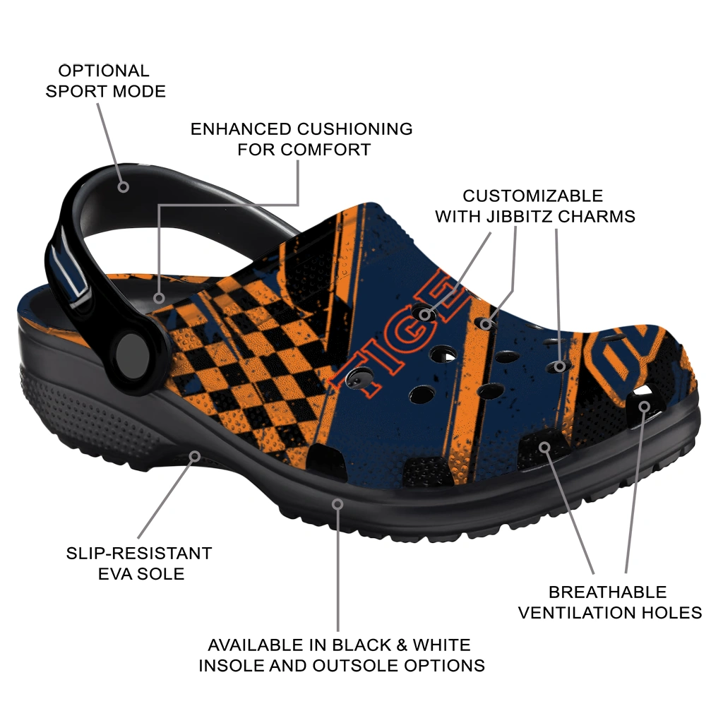 Auburn Tigers Clogs - Custom Circuit Geometry Navy Blue Black 5
