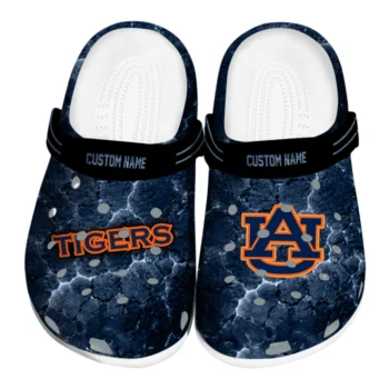 Auburn Tigers Clogs - Customized Cracked Energy Navy Blue Black