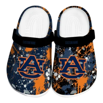 Auburn Tigers Clogs - Customized Splatter Splash Navy Blue Black