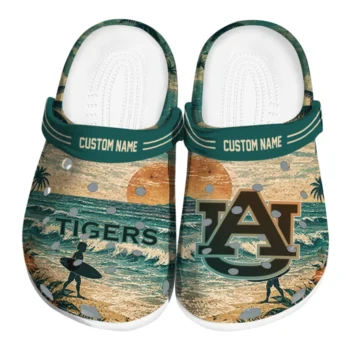 Auburn Tigers Clogs - Customized Wave Scene Fir Green