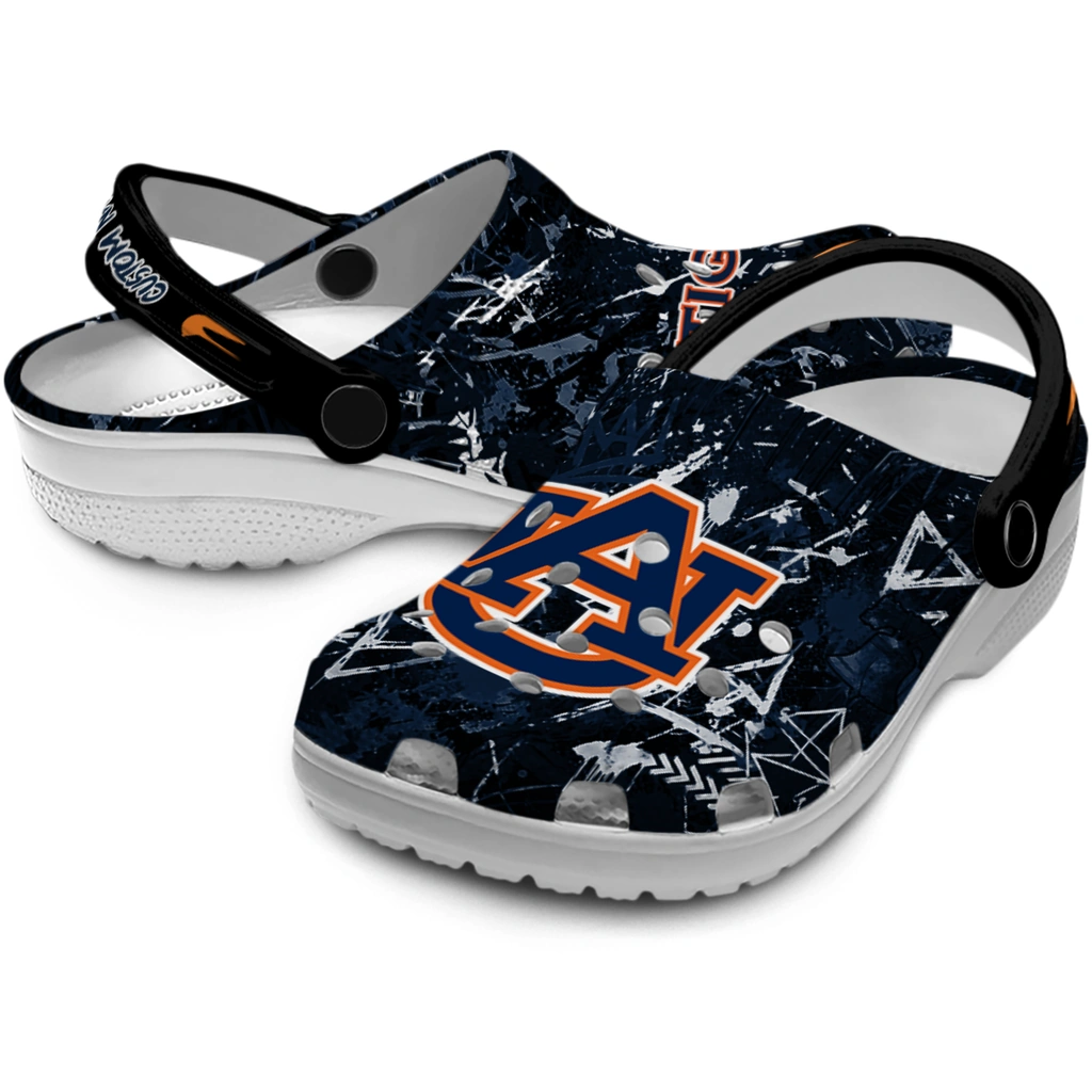 auburn-tigers-clog-personalized-graffiti-burst-navy-blue-black-high-quality.webp