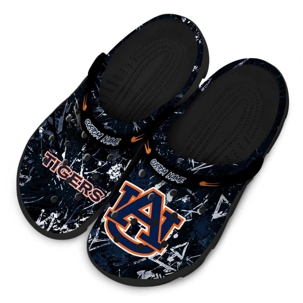 auburn-tigers-clog-personalized-graffiti-burst-navy-blue-black-latest-model.webp