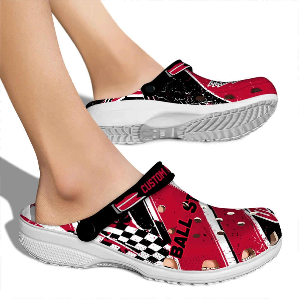 Ball State Cardinals Clogs - Custom Circuit Geometry Red Black 2