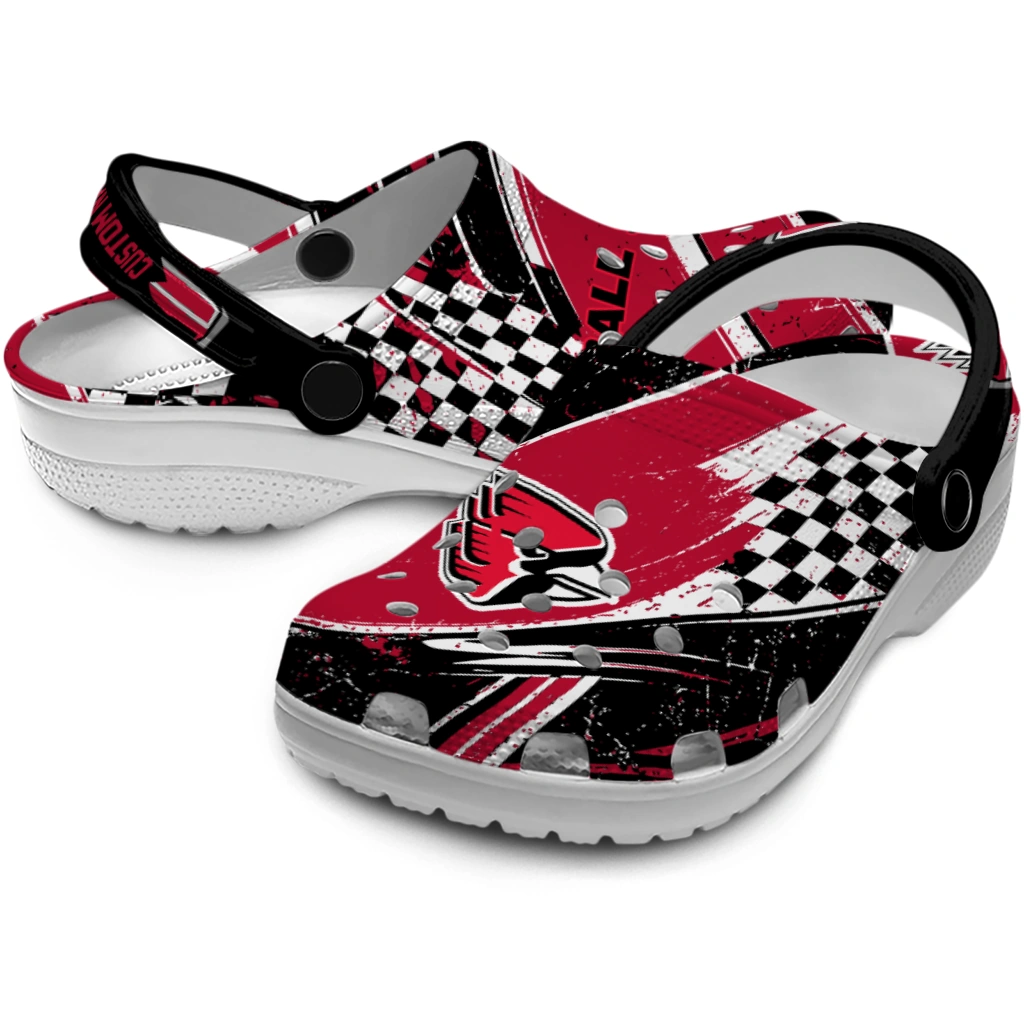 Ball State Cardinals Clogs - Custom Circuit Geometry Red Black 3