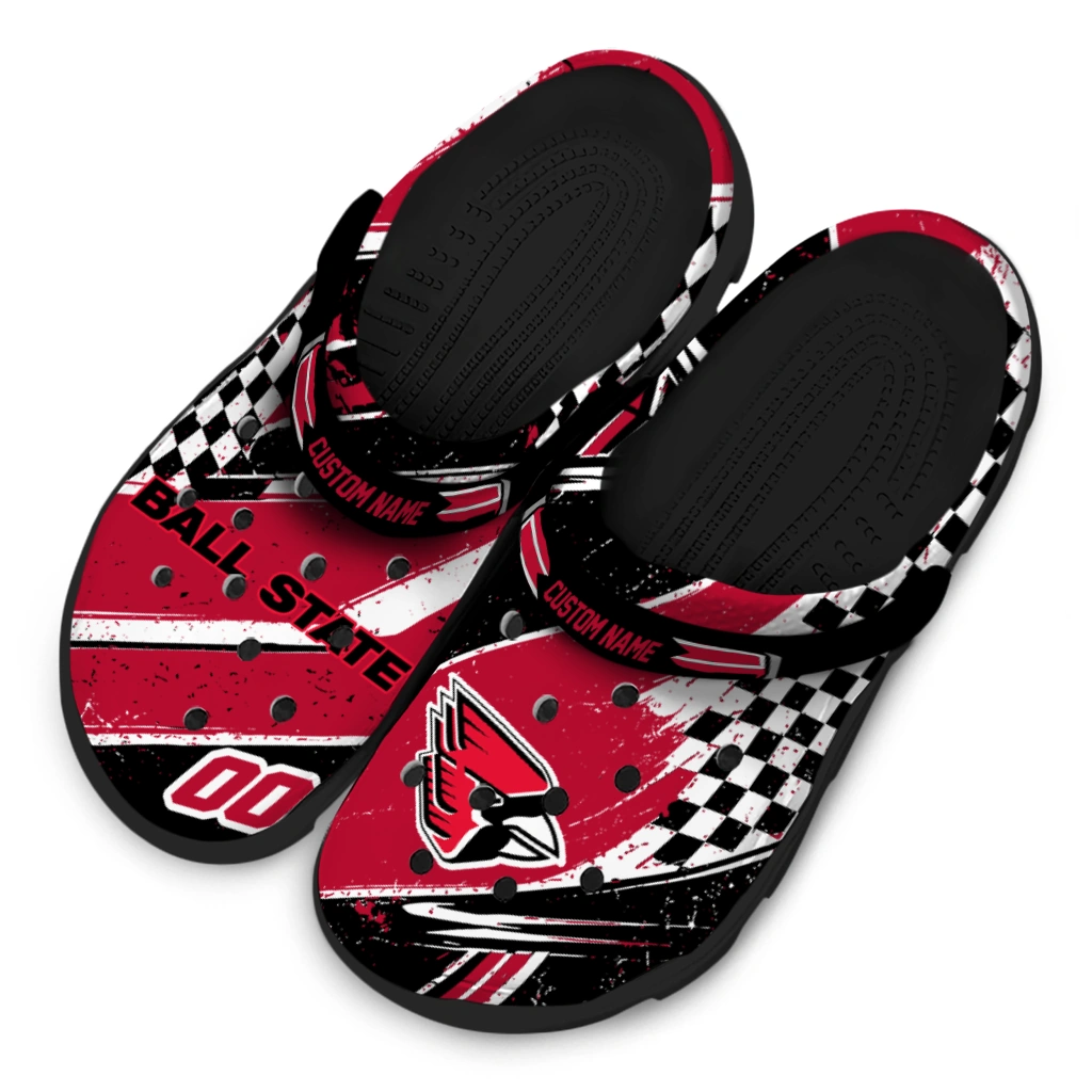 Ball State Cardinals Clogs - Custom Circuit Geometry Red Black 4