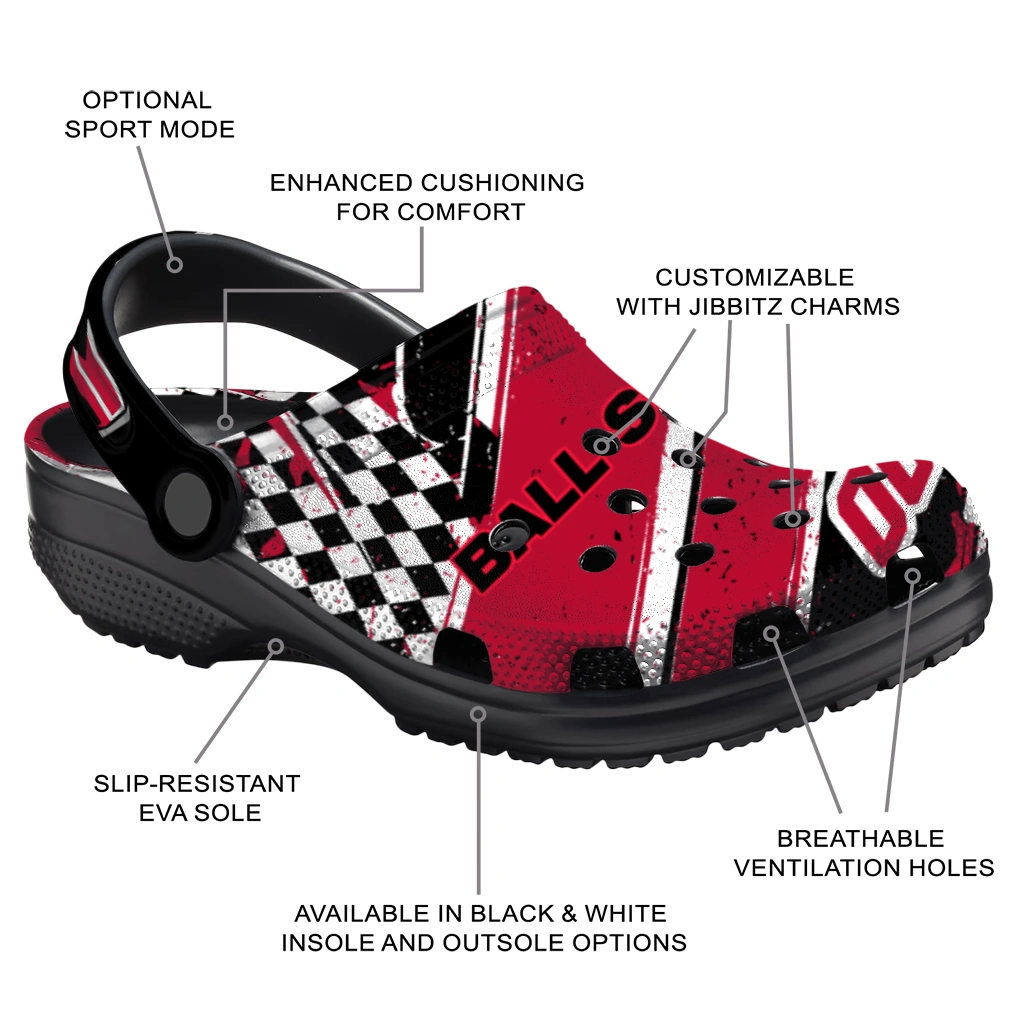 Ball State Cardinals Clogs - Custom Circuit Geometry Red Black 5