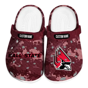 Ball State Cardinals Clogs - Custom Digital Camo Red