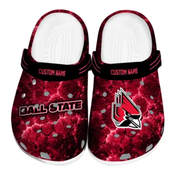 Ball State Cardinals Clogs - Customized Cracked Energy Red Black