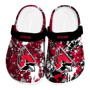 Ball State Cardinals Clogs - Customized Splatter Splash Red Black